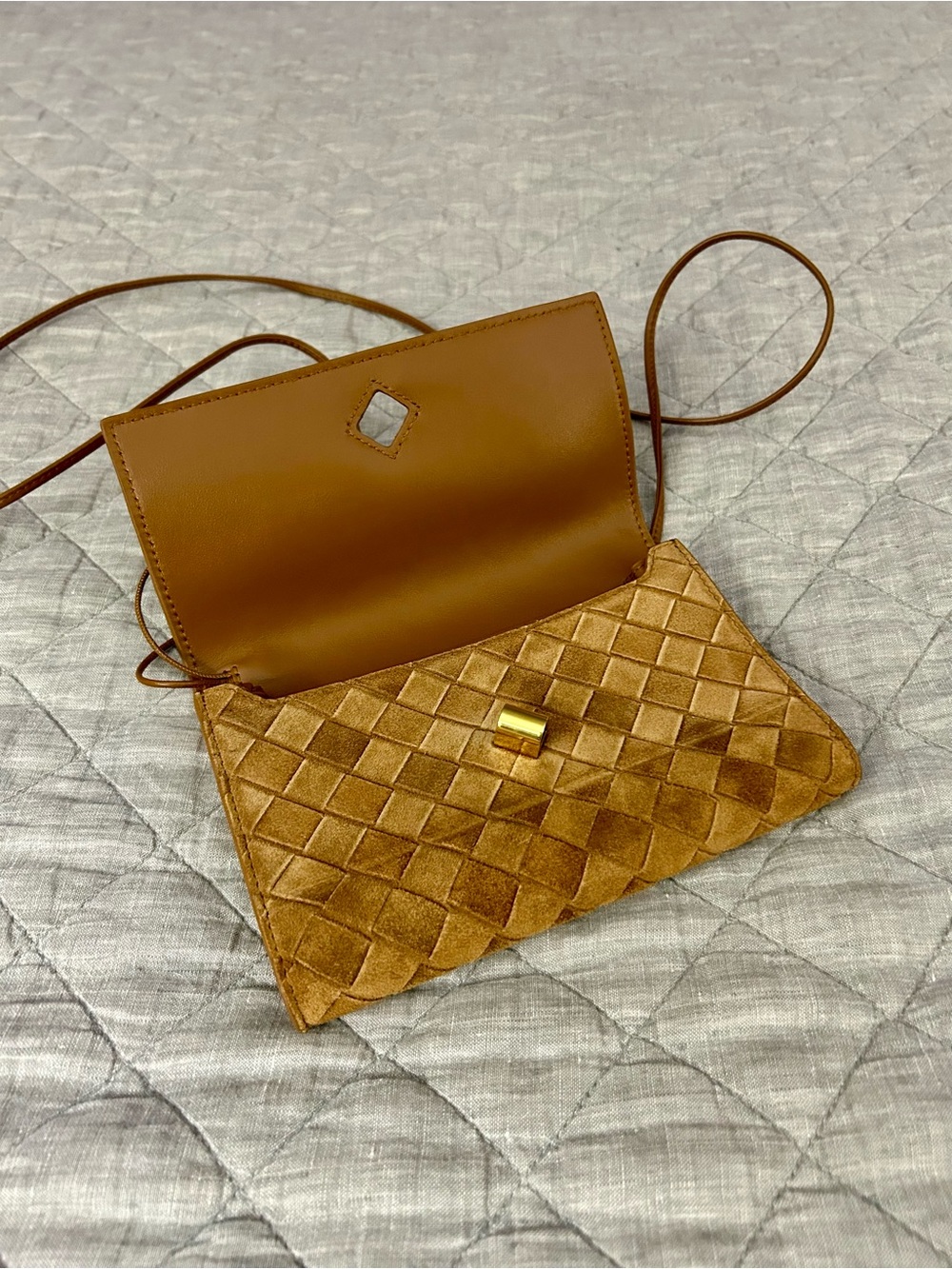 Bottega Veneta Andiamo Intrecciato Suede Crossbody Bag + Box & Dust Bag - Picture 9 of 16